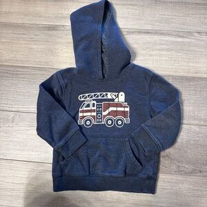 Jumping Beans Blue Hoodie with Fire Truck Design in 3T